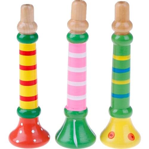 Colorful Wooden Small Horn Whistle Musical Toys Gift For Kids Children Music Instrumental Study Toys Random