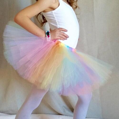 Girls Pastel Tutu Skirts Kids Fluffy Tulle Pettiskirts Ballet Dance Underskirts Tutus Children Birthday Party Costume Skirts
