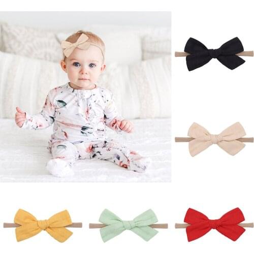 Sweet Girls Nylon Solid Bows Butterfly Elastic Bowknot Hairband for Children Kids Toddler Hair Accessories Headwear