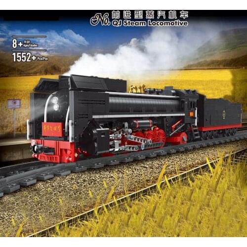 Mould King 12003 City series The QJ Steam Locomotives Remote control train Building Blocks bricks Kids DIY Toys Christmas Gifts