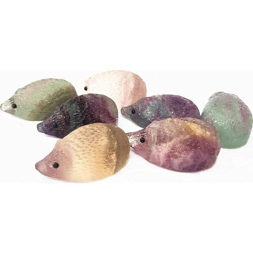 Crystal Hedgehog Natural Fluorite Quartz Carved Hystrix hodgsoni Gemstone Porcupine Sculpture Energy Healing 1pcs