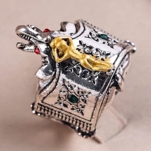 Silver Color Cute Animal Elephant Finger Rings for Women Mens Vintage Gothic Punk Ring Band Fashion Jewelry D5M518 Anillos Gift