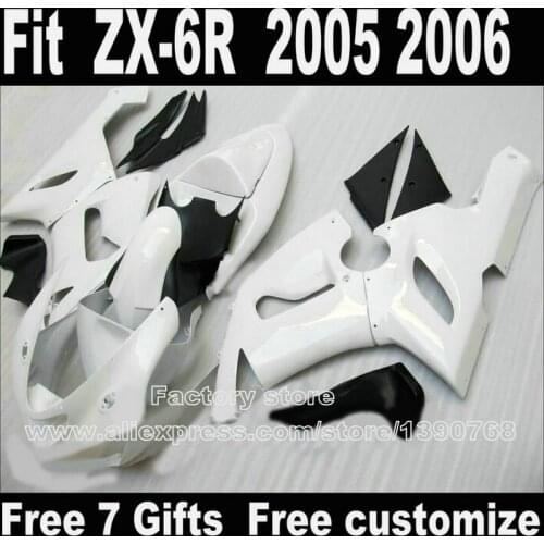 Lowest price Body kit for Kawasaki ZX6R fairings 2005 2006 white black ZX-6R 05 06 Ninja 636 fairing kits DT2+7gifts