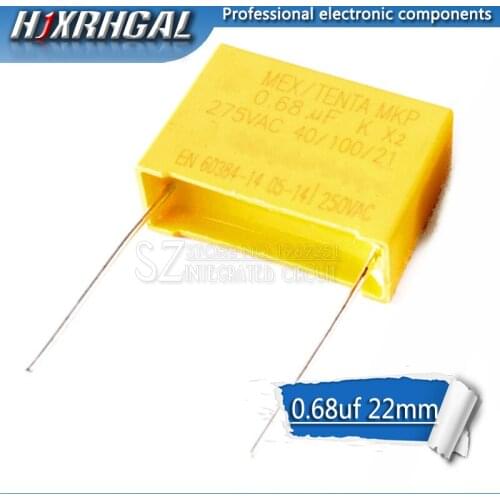 10pcs 0.68uF 10pcs capacitor X2 capacitor 275VAC 680NF Pitch 22mm X2 Polypropylene film capacitor 0.68uF hjxrhgal