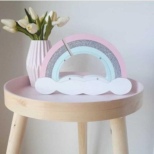 Cute Rainbow Handmade Wood Save Money Bank Arch Saving Money Pot Coin Box Can Creative Gift Kids Birthday Gifts