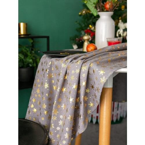 Christmas Decoration Round Tablecloth Linen Cotton Snowflake Japanese Print Kitchen Dining Table Cover Cloth Christmas Ornaments