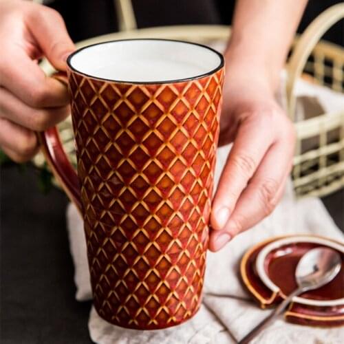 Cup ceramic large capacity mug with lid Nordic style creative water cup office female cup home tea cup