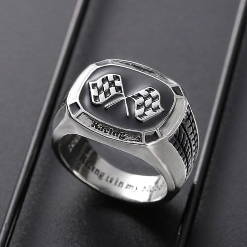 Fashion Hot Sale Racing Silvery Rings Male Speed & Passion Commemorative Jewelry Gift Women Motorcyclists Punk Hip Hop Ring