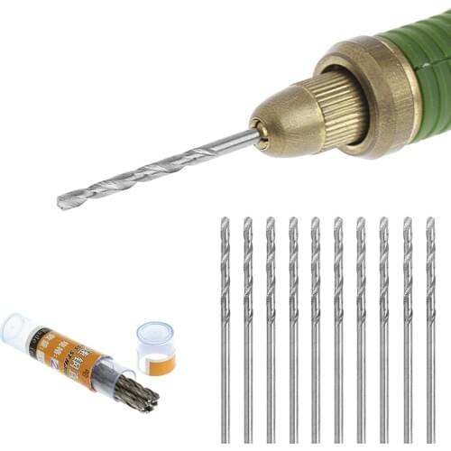 OOTDTY 1 Set 10 Pcs Multifunction Tiny Micro HSS 0.8mm Straight Shank Twist Drilling Bits