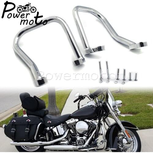 Motorcycle Chrome Rear Engine Guard Saddlebag Crash Bar Protector Guard For Softail FLHC FLHCS Heritage Classic FLHC 114 FLHCS