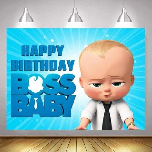 Cartoon Baby When Boss Blue Shine Background Boy Birthday Party Decorates 3D Children Photo Photography Studio Digital Backdrop