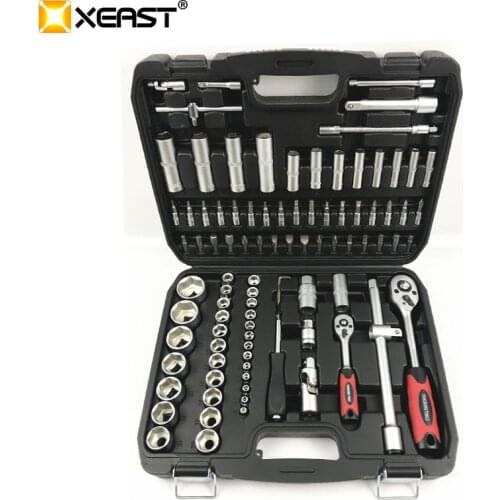 XEAST 94PC Socket Set Car Repair Tool Ratchet Set Torque Wrench Combination Bit a set of keys Chrome Vanadium
