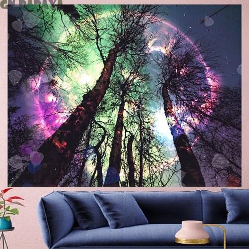 Psyched forest tapestry Wall Hanging moon light farmhouse decor 3d goblen landscape wall art Polyester large forest tapestry