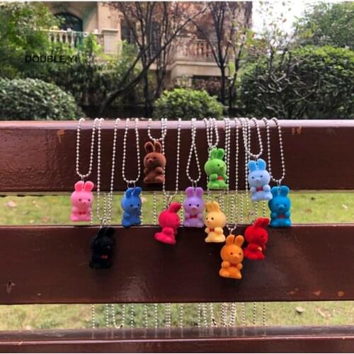 Wholesales A Set Of 5 Pcs Flocking Animal Doll Necklace Rabbit Sweater Chain For Fall / Winter Sweater Ornaments