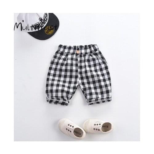 0-5Y Summer Boys Girls Kids Baby Shorts Plaid Striped Cotton Elastic Waist Causal Shorts 2 Style