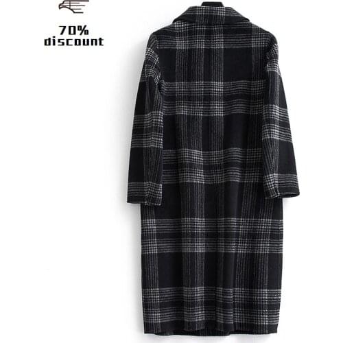 Real Wool Coat Female Jacket Autumn Jacket Women Double Coats and Jackets Women Korean Long Plaid Jacket MY4330