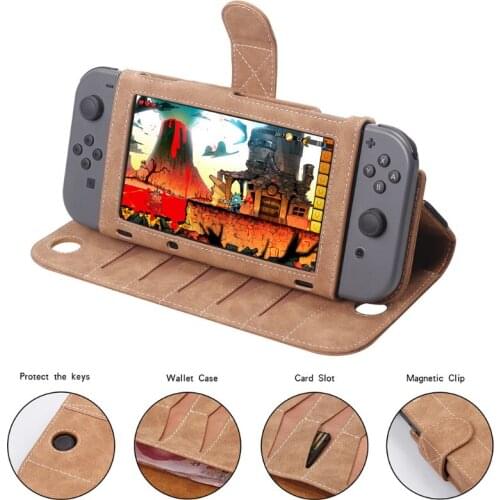 Portable PU Leather Case Protective Bag Game Card Storage Pouch for NS Switch
