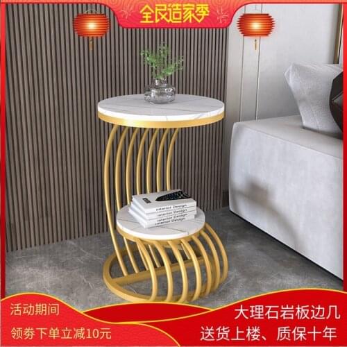 Bedside cabinet side table light luxury small round table Nordic rock plate marble side a few living room sofa corner a few