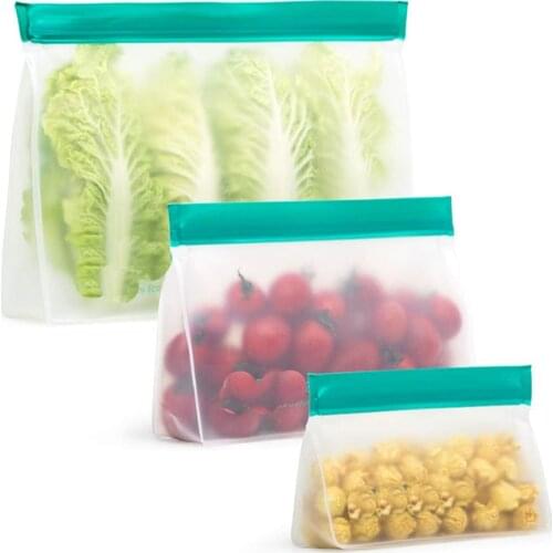 Transparent 1Pcs Kitchen Organizer Sealing Fresh Bags PEVA Food Storage Bag for Sandwich Fruits Vegetables with Ziplock Reusable