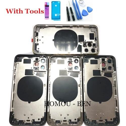 WITH Tools AAA Quality Back Glass With Frame Chassis Housing Assembly Battery Cover For IPhone 11 Pro With Full Sim Tray