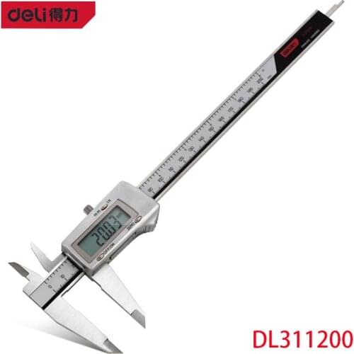 Deli Zinc AlloyDigital Caliper 0-200mm Multiple Purposes, Accurate Measurement Stainless Steel External Diameter Measurement