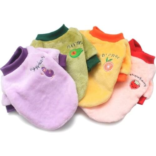 Warm Fleece Dog Clothes Fruit Clothing for Cats Soft Puppy Pajamas Chihuahua Apparel Sweater for Dogs French Bulldog Pullover