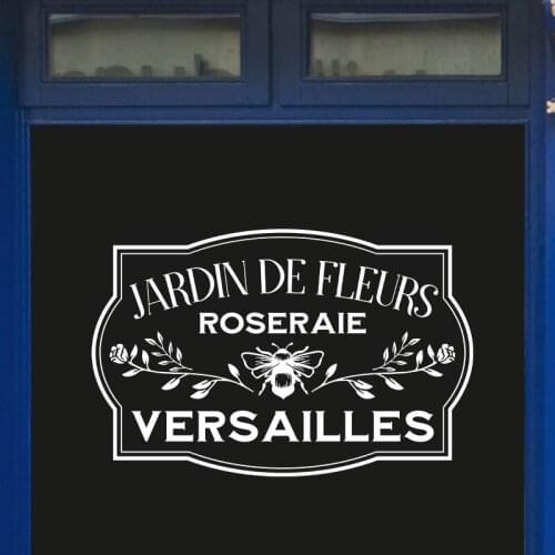 French Rose Garden Quote Vinyl Sticker Flower Shop Window Door Decoration Jardin De Fleurs Roseraie Decals Murals Wall Decor
