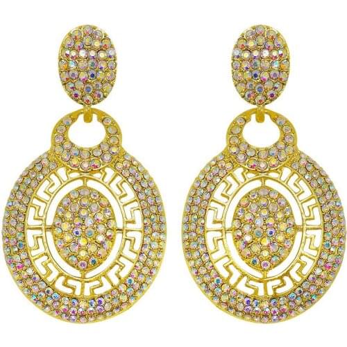 Drop Dangle Earrings Wedding Party gift African gold earrings for women Fashion Jewelry statement with rhinestones