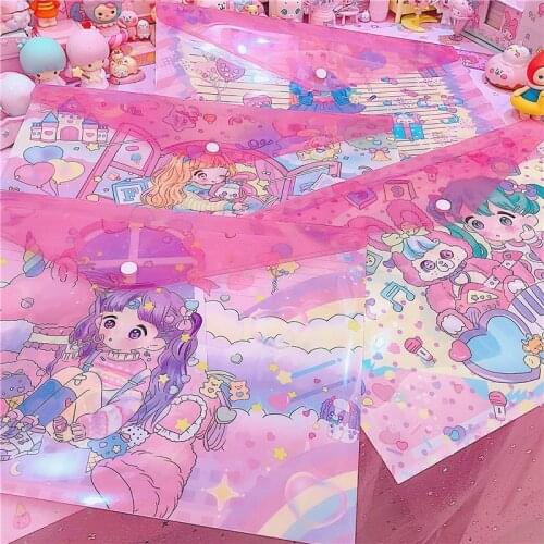 Japan Cartoon Girls A4 Clear Document Bag Paper File Folder Stationery School Office Case