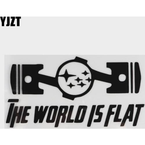 YJZT 16.3X8.4CM THE WORLD IS FLAT CAR STICKER DECAL VINYL JDM CREATIVE CARTOON Black/Silver C26-0246