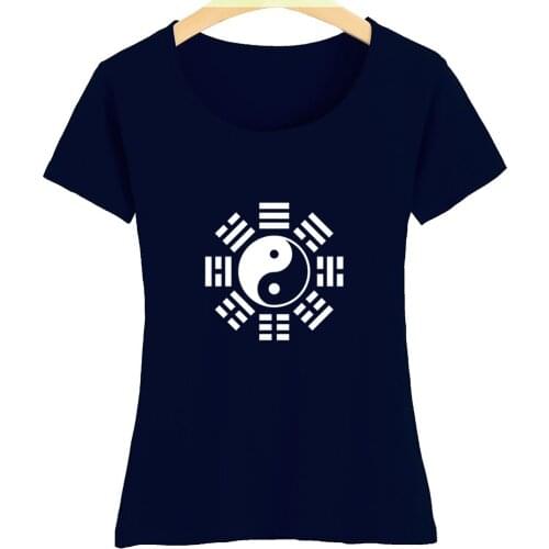 Girl Woman Cotton Short Sleeve T Shirt DHARMA LOST Swan Tai Chi Ba Gua Yin Yang Tai ji Summer Couple Clothes ZIIART