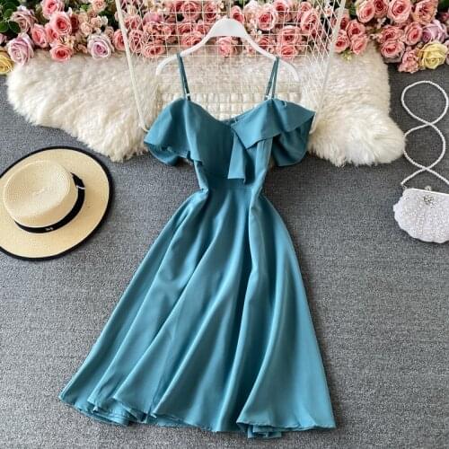 The 2021 Summer Annual Meeting Puts on The Temperament Vestidos Womens Slim Sling Strapless Fashion Midi Dress C860