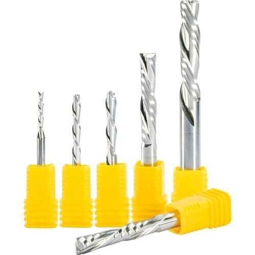 1pc 3.175 4 6 8 10mm Left Spiral down cut two double Flutes Wood MDF Plywood router bit CNC end mill carbide milling cutter 1/8"