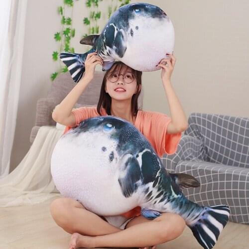1PCS Puffer fish pillow cushion cat toy simulation fish cartoon toys large toy pillow
