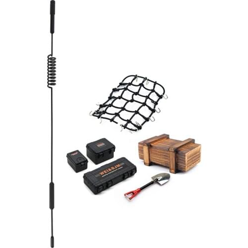 1x Metal 160mm Decorative Antenna for 1:10 Axial Scx10 90046 Traxxas Trx-4 Rc4Wd D90 & 6PCS Suitcase Luggage Net Shovel