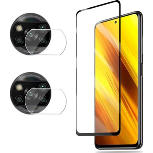 2 in 1 For Xiaomi Poco X3 Glass Screen Protector Tempered Glass For Poco Little X 3 Poko Pocophone X3 NFC Camera Len Glass Cover