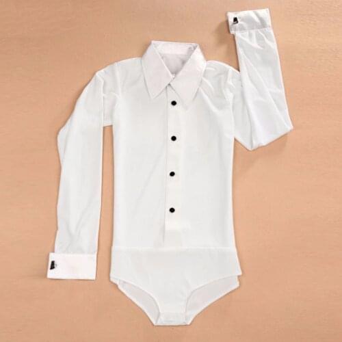 2017 New Arrival Boy Latin Dance Top White Competition Tops Children Ballroom Dance Shirt DQ15005