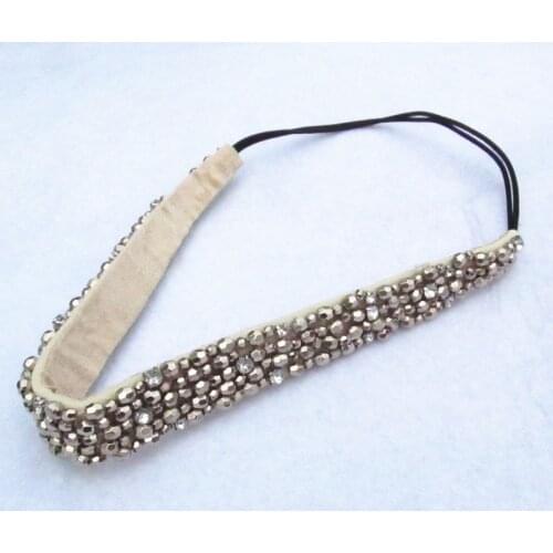 2021 new Wholesale fashion handmade cubic beads and gems elastic hairbands headband party hairband hair accessories