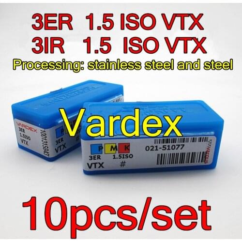 3ER 1.5 ISO VTX 3IR 1.5 ISO VTX 10pcs/set Vardex Threaded carbide insert Processing: stainless steel and steel