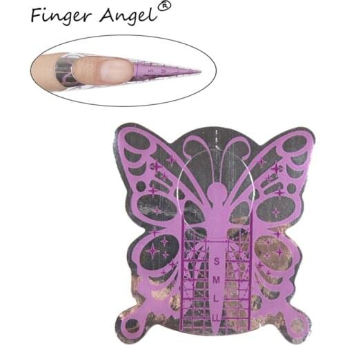 Finger Angel 50/100/500PCS Nail Forms Nail Art Guide Paper Tips Butterfly Nails Gel UV Extension French DIY Manicure Tool