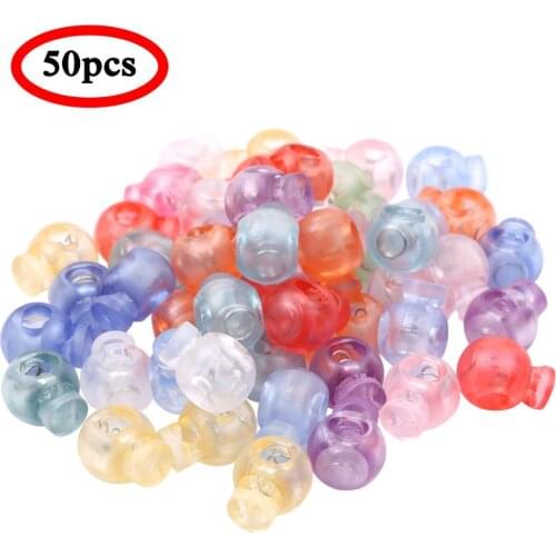 50 Plastic Toggles Spring Loaded Single Hole Cord Locks Rope Fastener Buttons Durable Shoelace Lanyard Drawstring Ends Stoppers