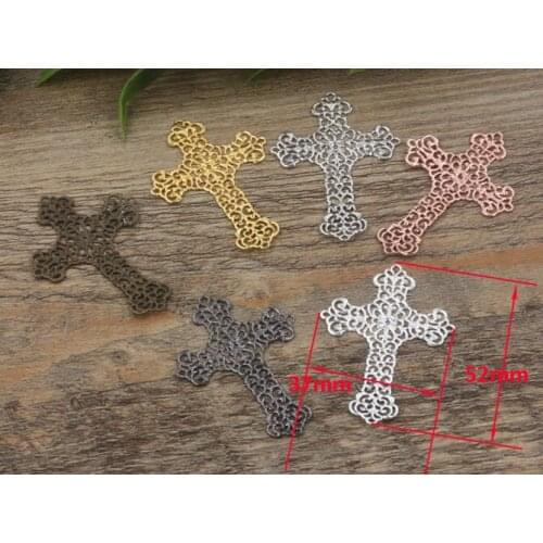 50pcs/lot 37*52mm Alloy Cross Charms/Pendant Copper with Antique Bronze/Silver/Black/Gold ,DIY Hairpin Jewelry findings