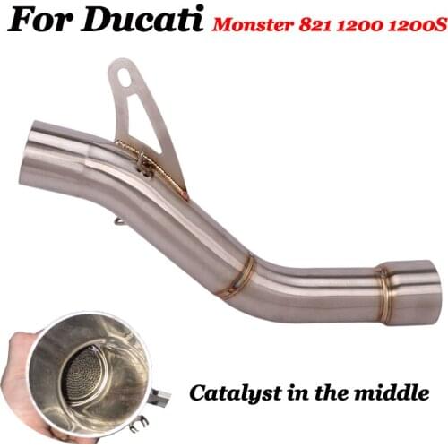 51mm Slip On For DUCATI Monster 821 Monster1200 2014 - 2016 Motorcycle Exhaust Muffler Escape Modiifed Middle Link Pipe Catalyst