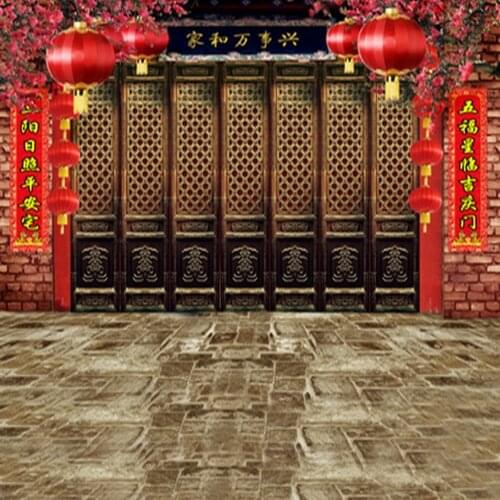 5x7ft Stone Floor Chinese Traditional Door House Photography Backdrops Photo Props Studio Background