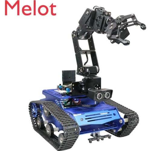 6-Degree-of-Freedom Mechanical Arm Crawler Car Tracking Obstacle Avoidance Robot Intelligent Car STM Programming Car