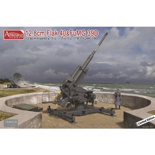 Amusing Hobby 35A020 1/35 German 12.8cm FLAK40 & FuMG 39D - Scale Model Kit
