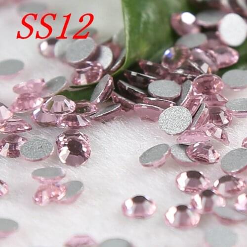 Free shipping ss12 1440pcs light pink 3d nail art decorations non hot fix strass rhinestones garment also suitable