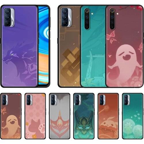 Genshin Impact Icon Case For Realme C3 5 6 7 8 Pro XT C15 X50 C11 C25 GT Neo Black Soft Silicone Phone Cover Shell V15 5G Funda