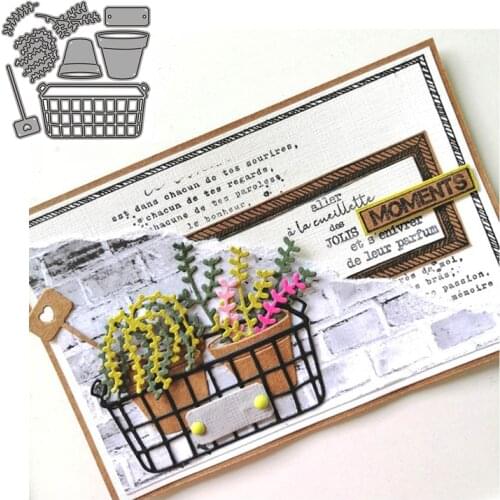 Potted Flower Basket New Metal Cutting Dies Stamps Dies Scrapbooking Mold Cut Childrens Handmade Tools DIY Craft Decoration New