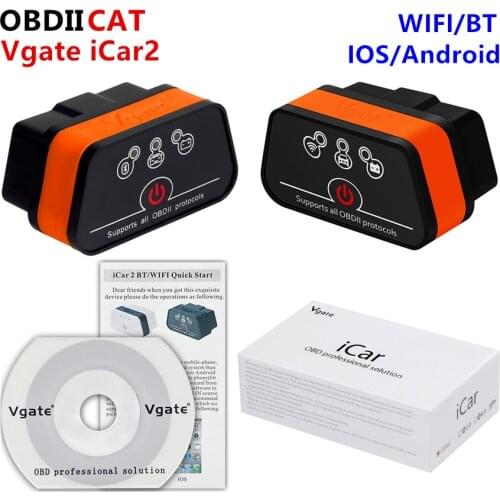 50pcs Whole-sales ELM327 Bluetooth/wifi Vgate iCar2 OBD2 OBDII New Level Auto Diagnostic Scanner Tool Support Android/IOS